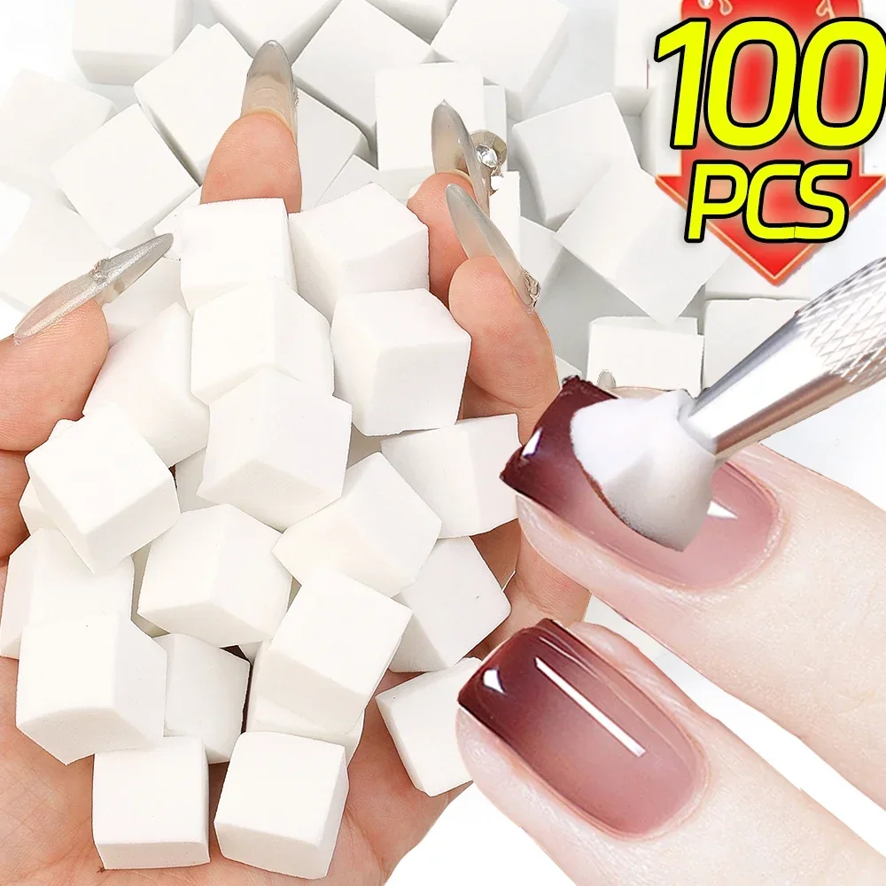 Square Nail Art Sponge Soft Mini Manicure Gradient Sponges with Gripper Pen Nail Art Stamper DIY Nails Gel Polish Design Tools