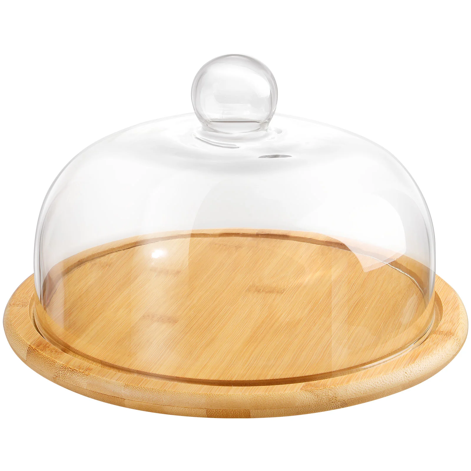 

Cake Glass Lid Dessert Storage Rack Plate Server Wood Platters Dome Stand with Cover Wooden Food Display