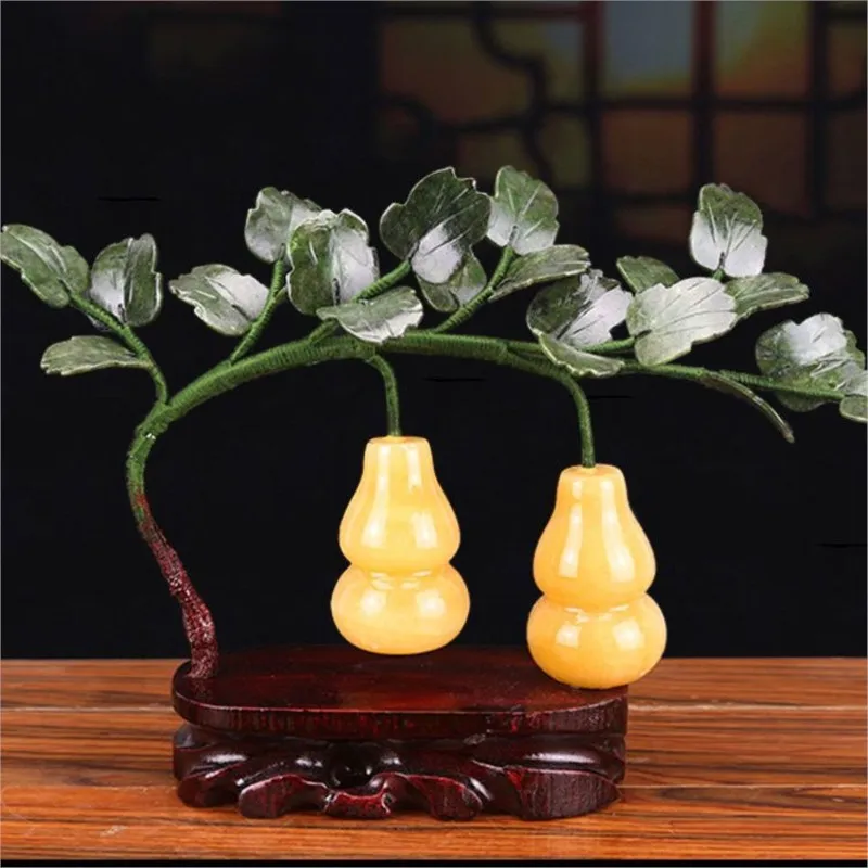 2026 Creative Natural Yellow Gourd-Shaped Stone Decorations Home Living Room Desktop Decorations Crafts Home Decorations LI739