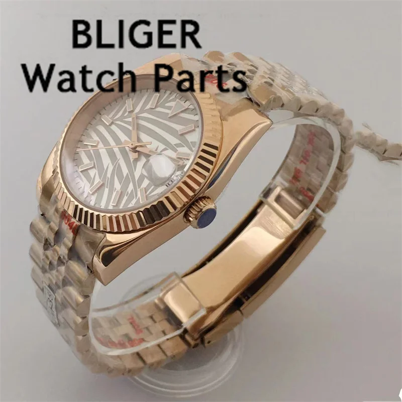 BLIGER 36mm/39mm Silver Dial Rose Gold  Numbers NH35A  Automatic Mens Watch Sapphire Glass