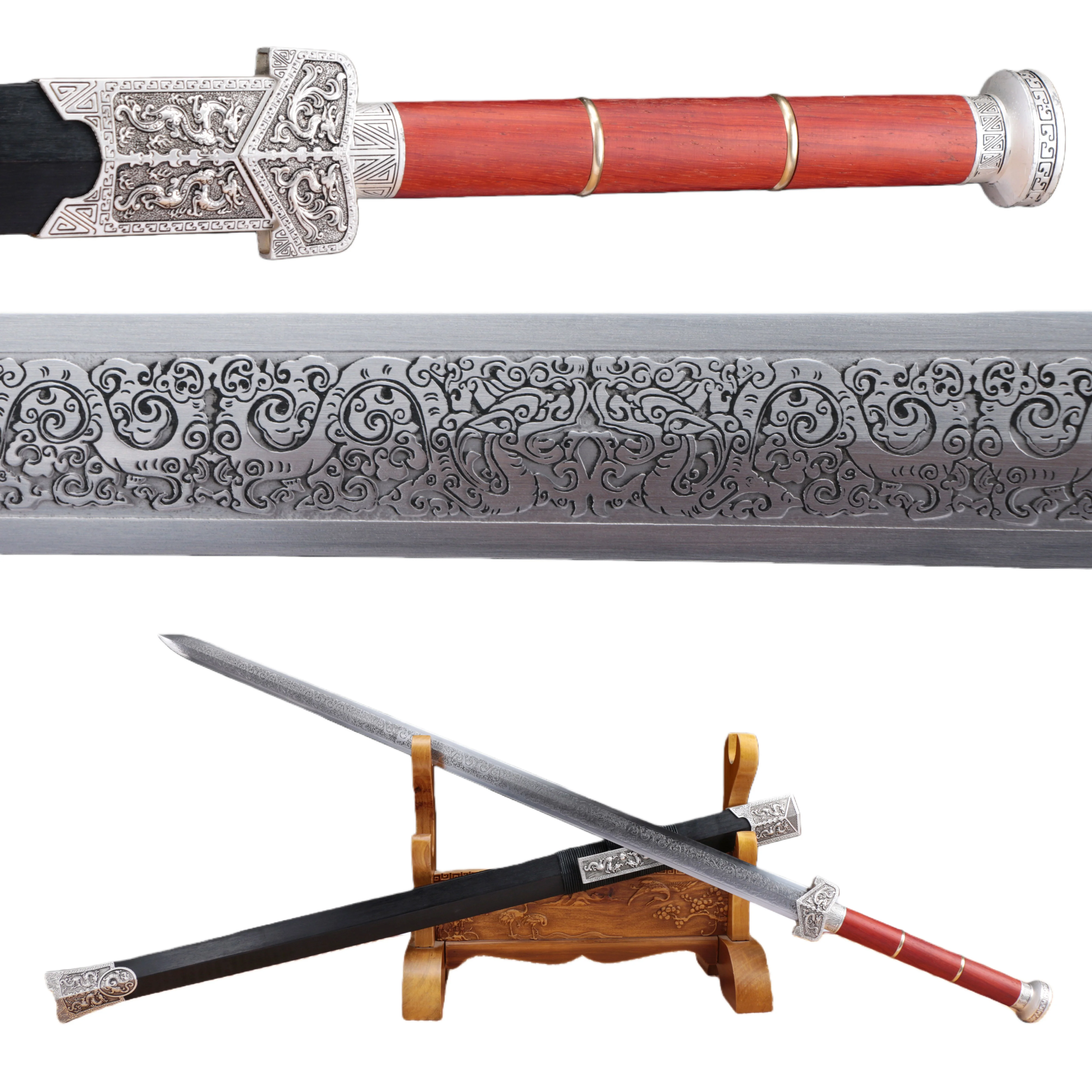 108cm Medieval Chinese dragon Knight sword cosplay Ninja spring Steel sharp katana Japanese samurai sword battle preparation