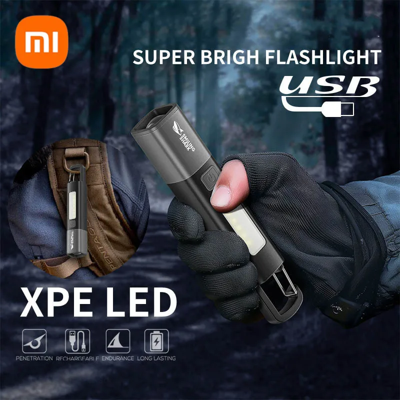 Xiaomi SMILING SHARK Outdoor Flashlight Portable Strong Light Variable Focus with Outdoor Camping Fishing Walking Night Lights