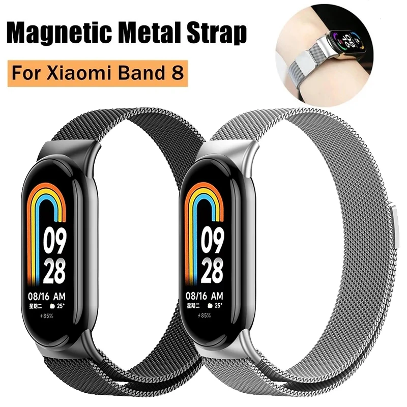 For Xiaomi Mi Band 8 9 NFC Strap Magnetic Loop Wristband for Xiaomi Smart Band 8 9 Metal Smartwatch Bracelet Correa Mi Band 8 9