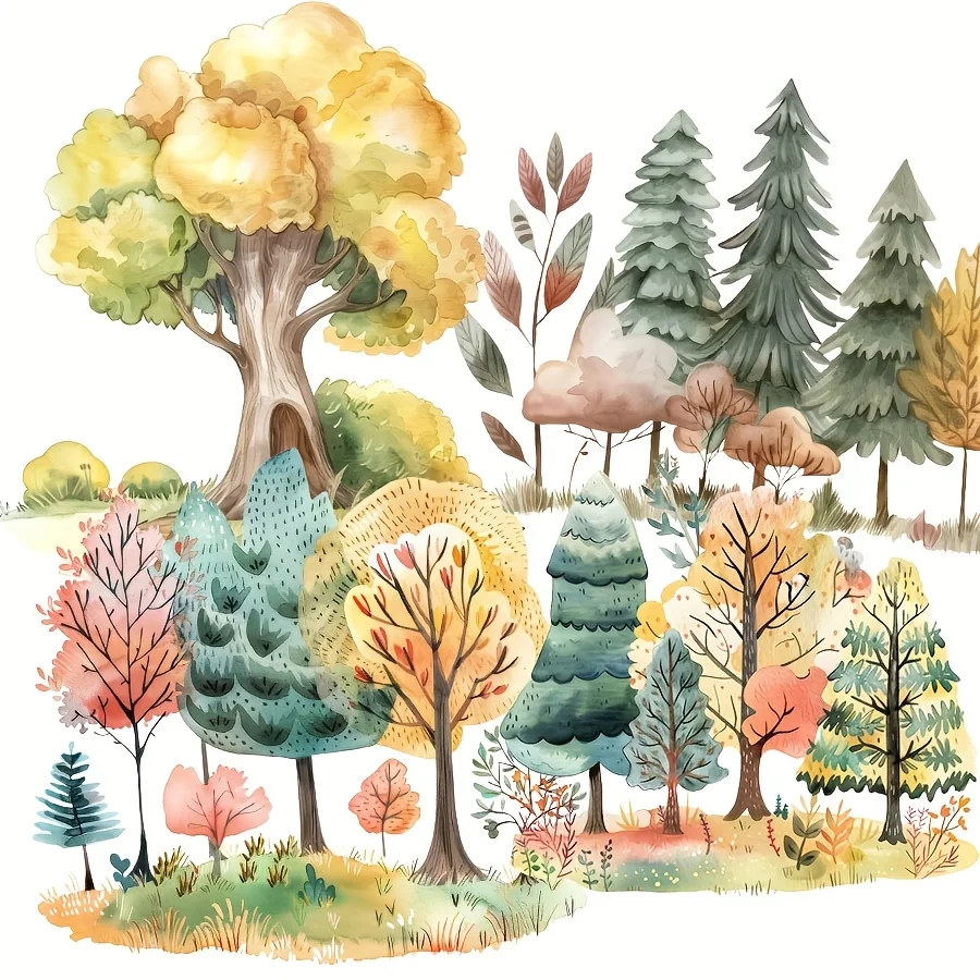 JAIIMAN 87–96 Stück Kunstaufkleber, Waldansicht und Tier mit Baum, Kaninchen, Blumenmuster, für Urlaubsdekoration, Scrapbooking, Albumdekoration – Detail 4