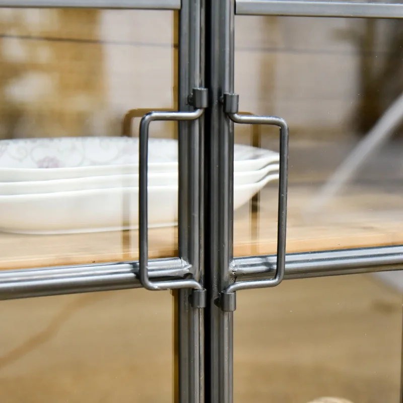 Amerikaanse retro smeedijzeren massief houten eetkamer bijzetkast industriële stijl locker keukenvoorbereidingskast