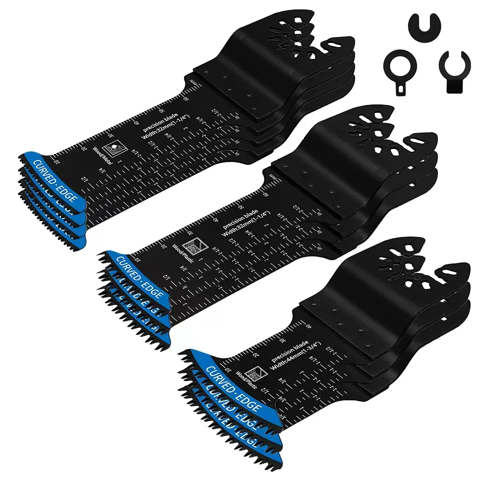 10PCS Extra-Long Japanese Tooth Oscillating Saw Blades Curved Edge Multitool Blades Set Multifunctional Cut for Wood and Plastic