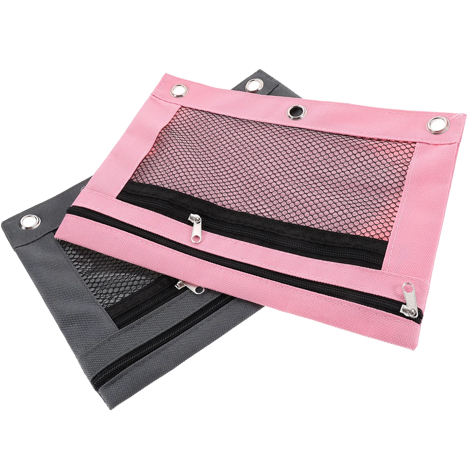 

2 Pcs Binder Bag Double-layer Pencil Small for Pens Case Oxford Cloth Travel Holders