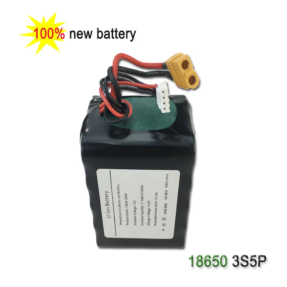 For Various RC Airplane Quadrotor XH2.54-4P XT60, 3S5P 12V 17.5Ah 12.6V High Capacity UAV Rechargeable Li-ion Battery