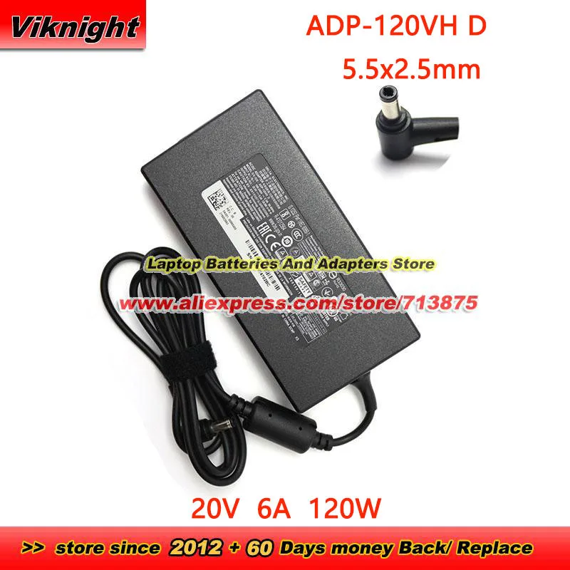 ADP-120VH D AC Adapter For DELTA 20V 6A 120W Charger for MSI GF63 Series System76 Meerkat for Mini PC PN64 PN53 with 5.5x2.5mm