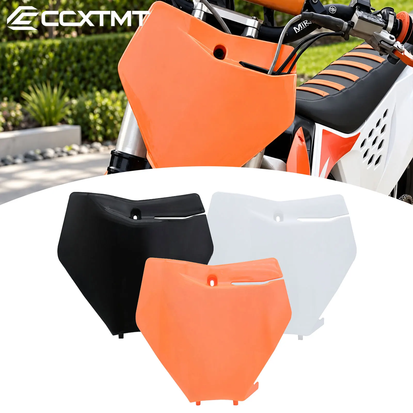 Motorrad-Nummernschild vorne, Kunststoffabdeckung, schwarz, weiß, orange, für KTM SX SXF EXC EXCF XCF XC XCW XCFW 125 150 250 300 350 450