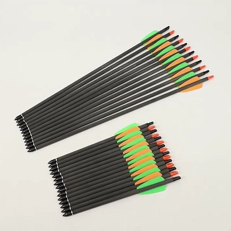Carbon Crossbow Arrow Bolts 7.5/15in Archery Arrows with 2in Vanes Replaced Arrowhead for Hunting 6/12pcs