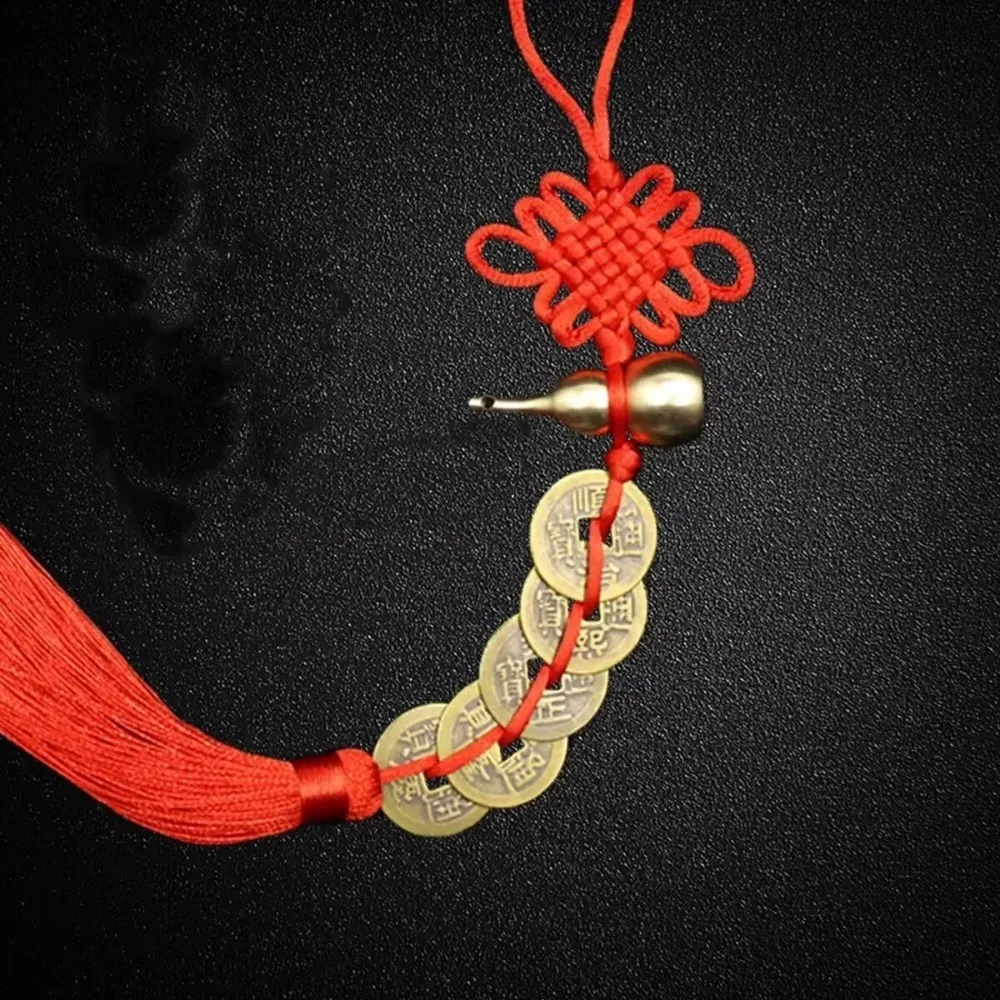 1 قطعة عقدة الصينية النحاس النقي خمسة الإمبراطور المال النحاس القرع قلادة الباب إلى الباب النحاس المال القرع سيارة حلية الهدايا #3