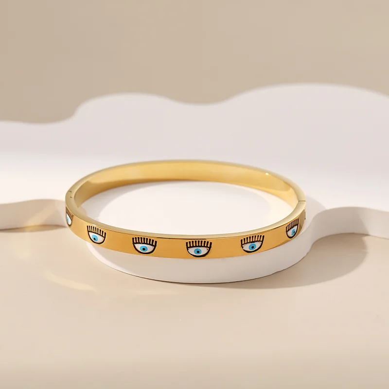 PAPERPLUS | Women Evil Eye Gold Bracelet. Stainless Steel.Turkish Charm Accessories. New