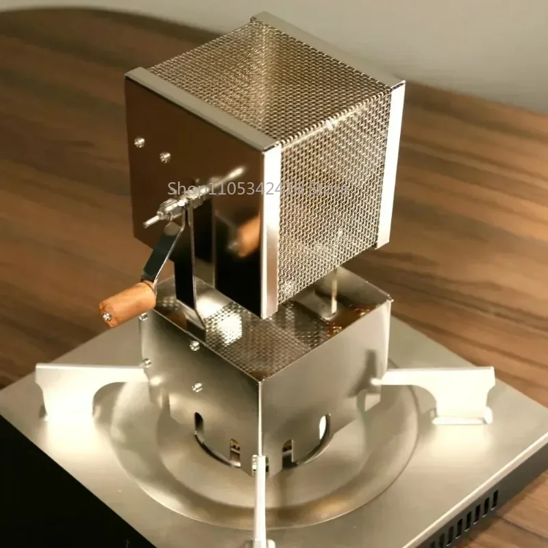 Hand Crank Coffee Bean Roaster with Far Infrared Heating, 304 Stainless Steel, Even Heat for Sample Roasting
