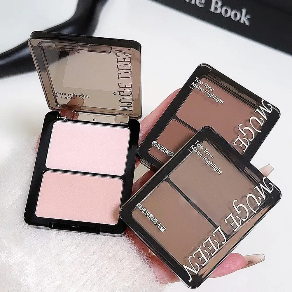 بودرة أحمر خدود عالي اللمعان غير لامعة لظلال الأنف، لوحة ألوان مدمجة بلونين، بودرة أحمر خدود لامعة للوجه #5