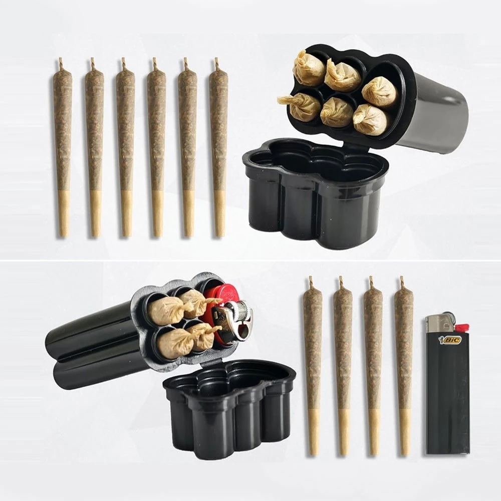 Multi Tobacco Storage Box Lighter Organizer Smoking Accessory PVC Material Separate Compartments Lidded Lighter Holder 1PCS
