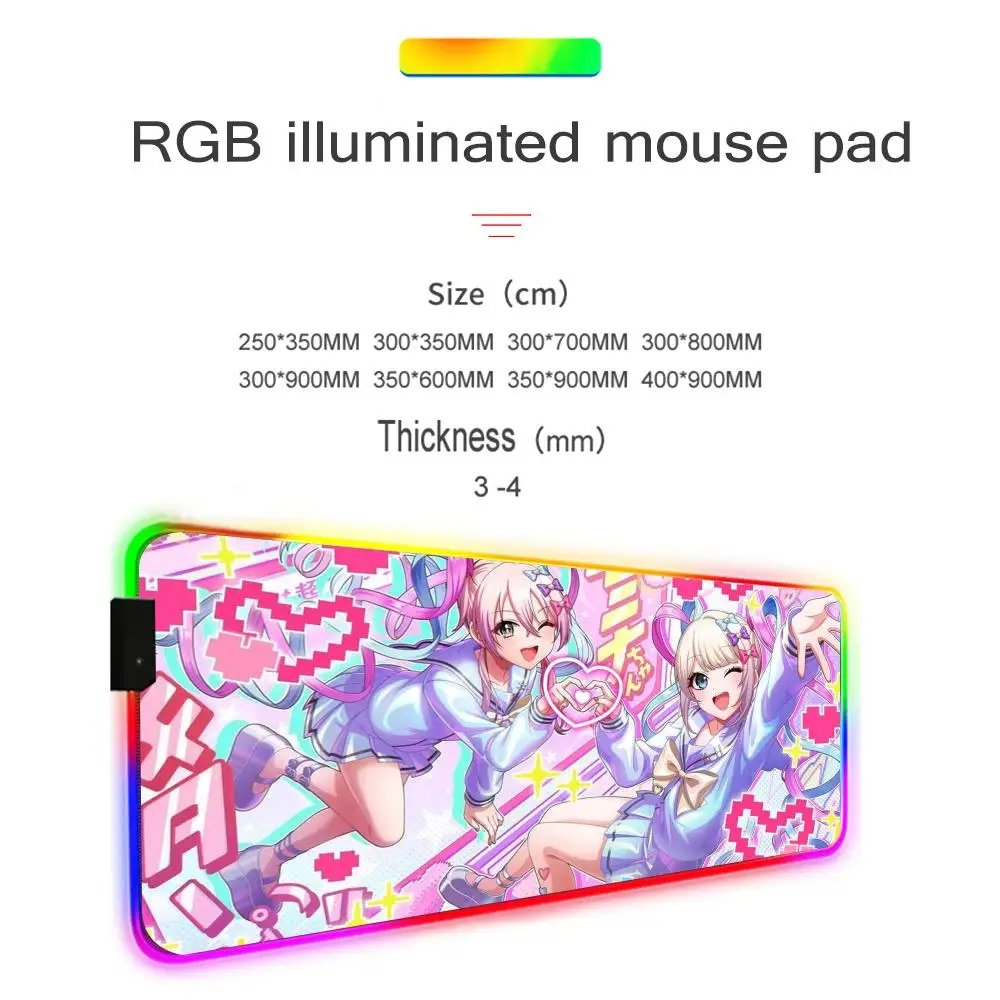 NEEDY GIRL OVERDOSE Anime Mouse Pad Gamer Rgb Desk Mat Back Light Led Mousepad Setup Gaming Accessories Deskmat Big Mousepad
