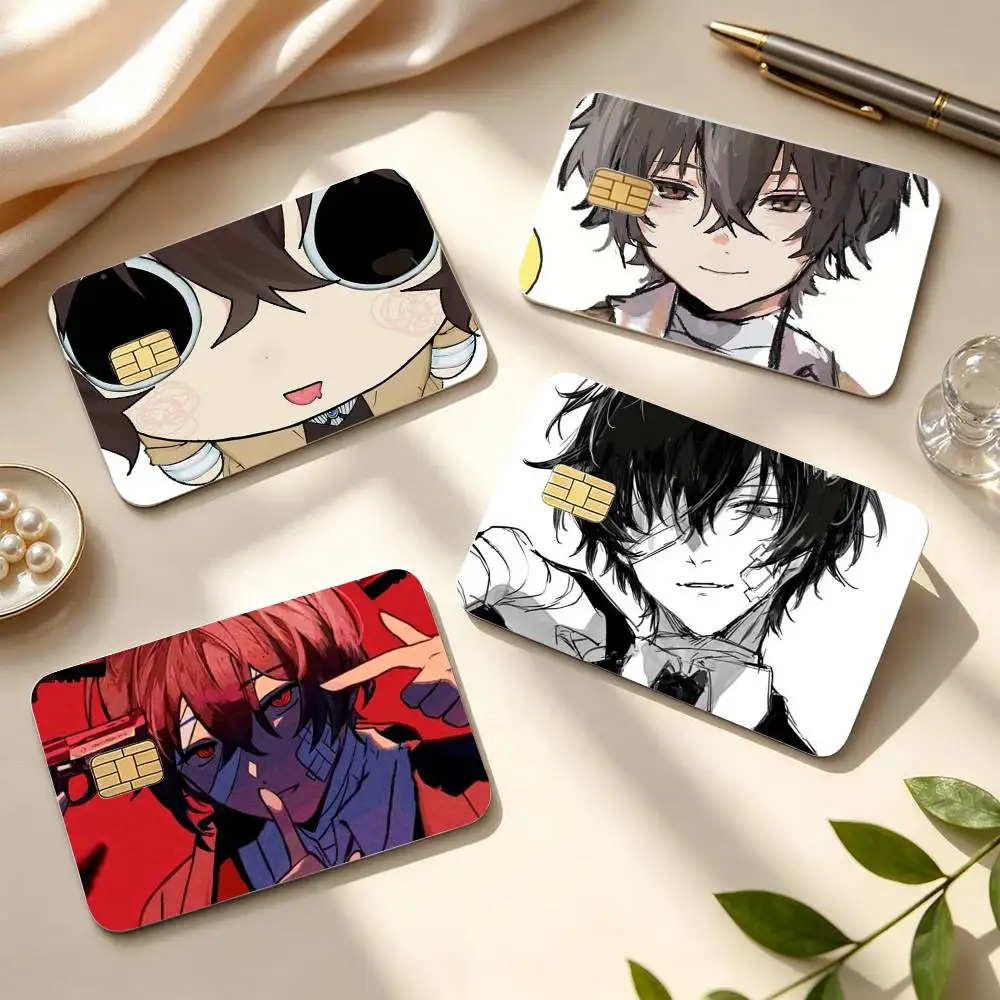 For B-Bungo Stray Dogs Osamu Dazai HD Waterproof Credit Card Stickers Silicone Decals For Chip Game Cards Gift
