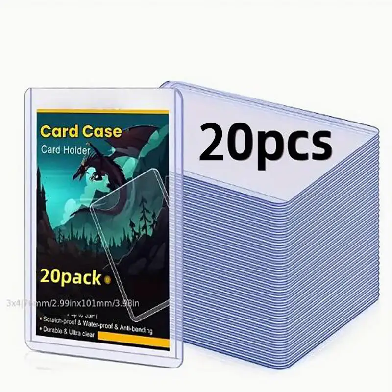 20 unids/set fundas de tarjetas de plástico duro cargadores álbum exhibición tarjetas de béisbol tarjetas de juego carpeta titular carpeta protectora de tarjetas comerciales