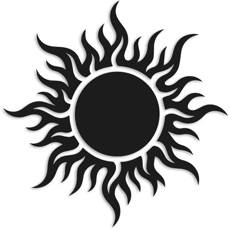 Flame Sun Cut Vinyl Sticker, Tribal Sun Decal for Wall, Car, Motorcycle, Camper, Luggage & Fridge, Decor Gift