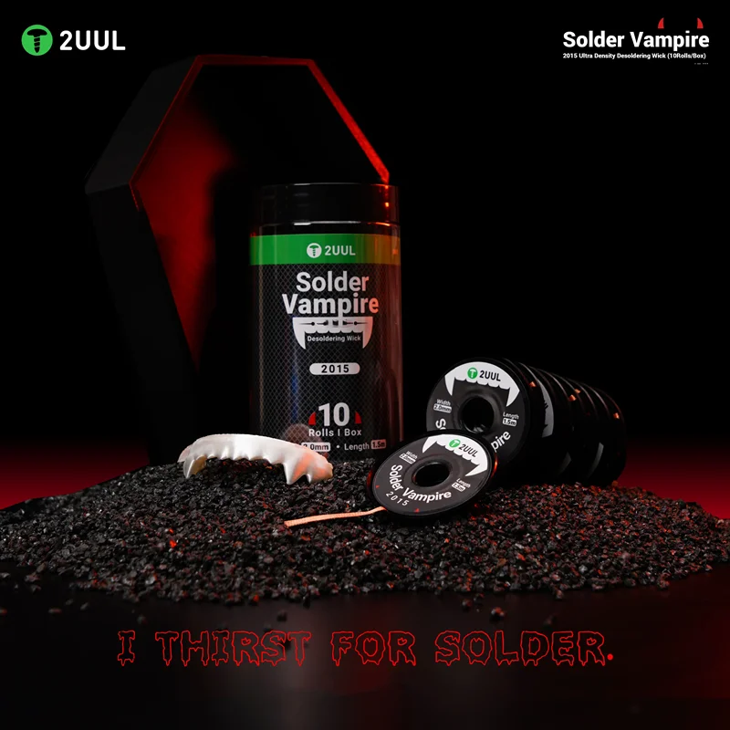 2UUL Фитиль для распайки Vampire 2015 Ultra Density для ремонта пайки материнской платы печатной платы 2,0 мм 1,5 м 10 шт. Быстрое удаление олова