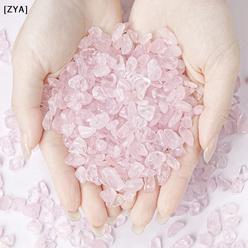 500g/bag Natural Stones Rose Quartz Material Crystal Gravel Stone  Ore Minerals Reiki Specimen  Aquarium Decor[ZYA][ZYA]