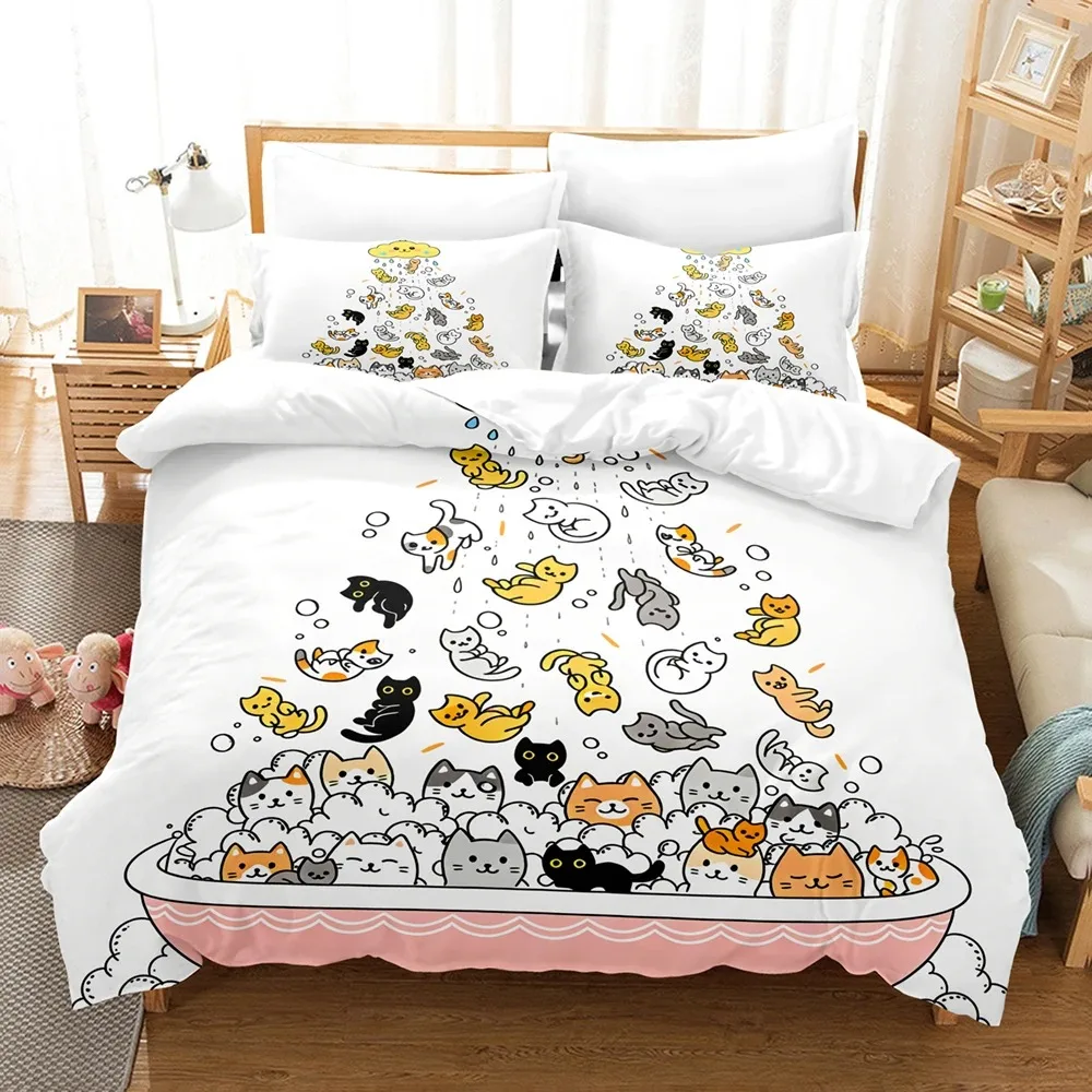 Luxury Bedding Set Gold White Swan Couple 3D Print Duvet Cover Pillowcase Breathable Wrinkle-Free For Bedroom Decor