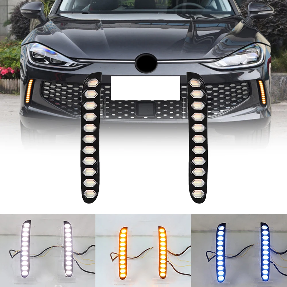 

OKEEN 2Pcs LED Car Daytime Running Lights For VW Lamando 2022 Start-Scan Driving Lamp DRL Fog Turn Signal Headlights 12V