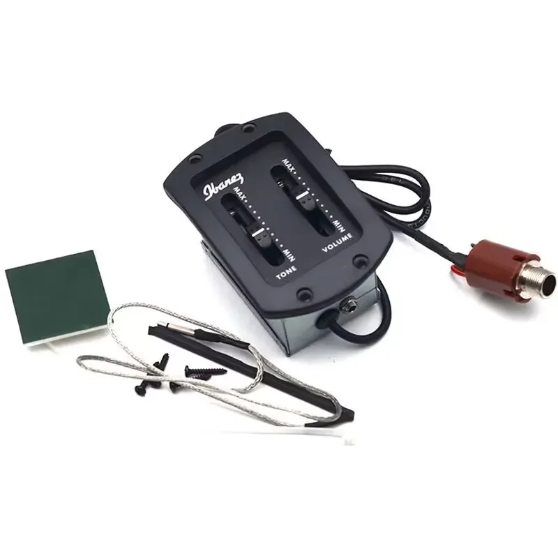 

2-Band Passive EQ Pickup for Acoustic Guitar, Soundhole Preamp with Volume and Tone Control, Black Equalizer