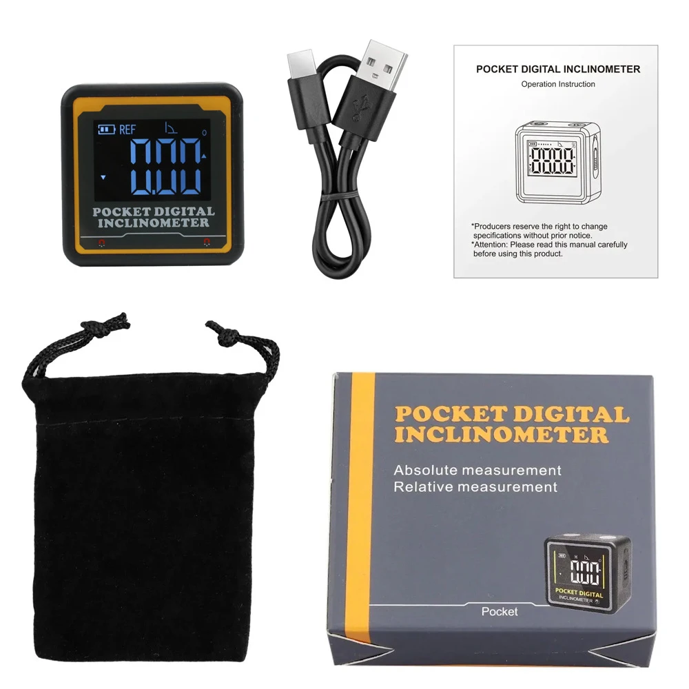 Digital Angle Gauge Magnetic Protractor Inclinometer USB Rechargeble Level Angle Finder Angle Cube Level Box With Backlight