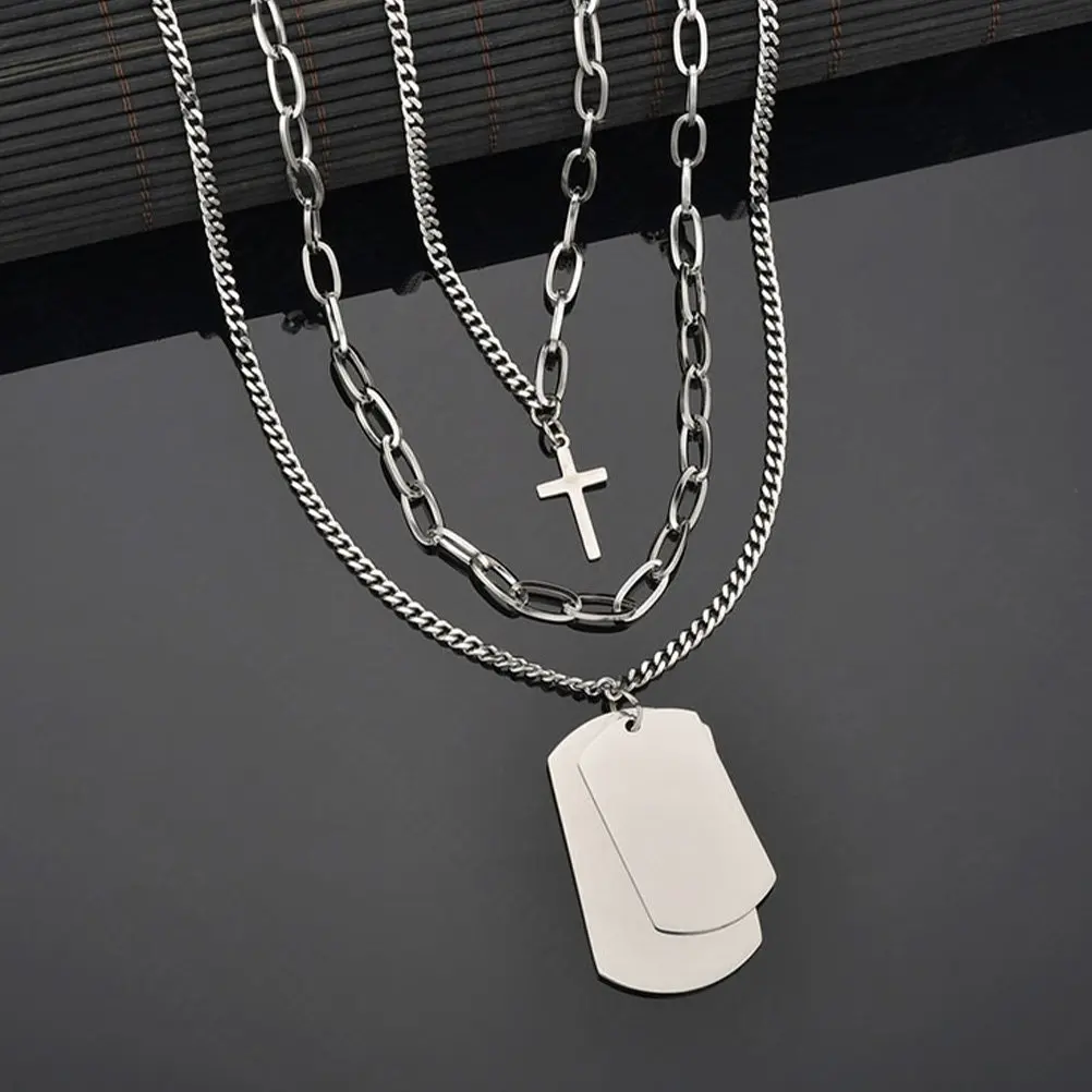 2Pcs Delicate Retro Cross and Lock Shaped Necklace Fashionable Collarbone Jewelry Decorative Necklace Gift for Special Occasions