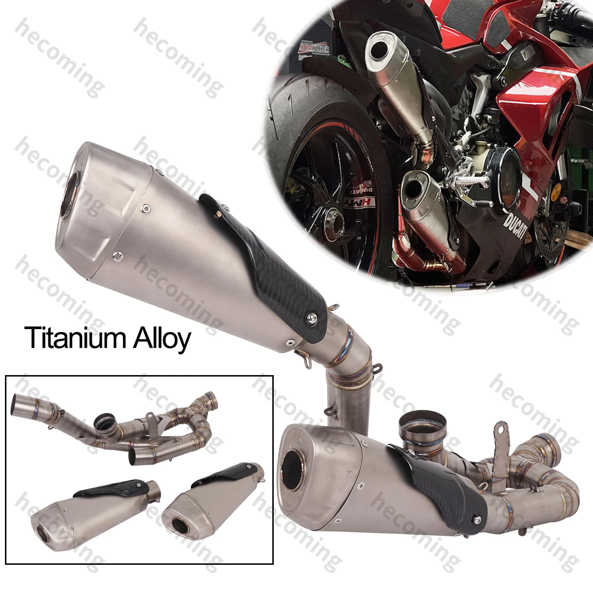 Full Exhaust System Pipe Slip on For Ducati Panigale Streetfighter V4 Motorcycle Exhaust Modify 2 Muffler Titanium Alloy