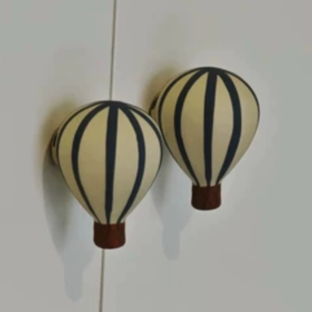 2pcs Handle Resin Blue Striped Hot Air Balloon Knob Decorative Look Vintage Drawer Handles for Cabinets Dressers Furniture