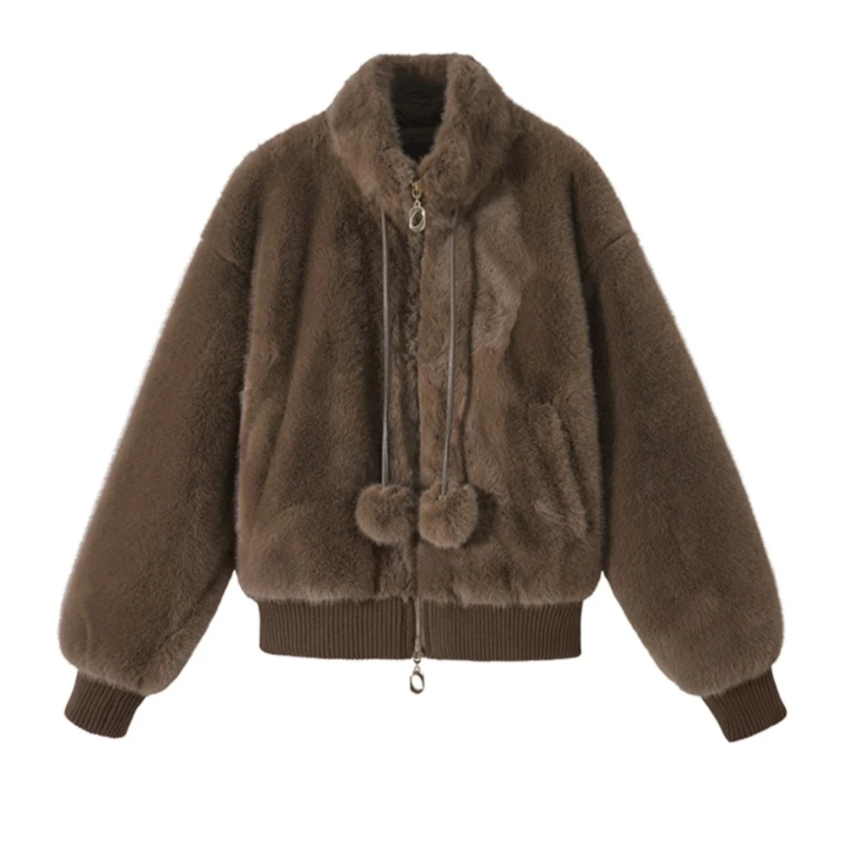 Maillard Cappotto corto in peluche con colletto rialzato Cappotto invernale da donna piccolo e morbido ceroso