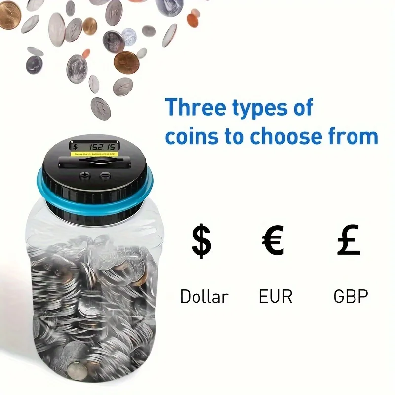 1pc Smart Counting Piggy bank Adult piggy bank LCD displays the amount of money transparent jar as you take as you save