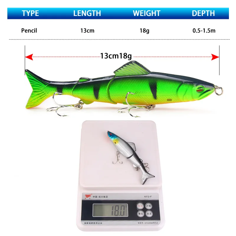 1pcs Joint Bait Swimbait Wobbler Fishing Lure 13cm 18g Artificial Hard Bait Minnow Crankbait for Bass Perch Carp Fishing Tackle