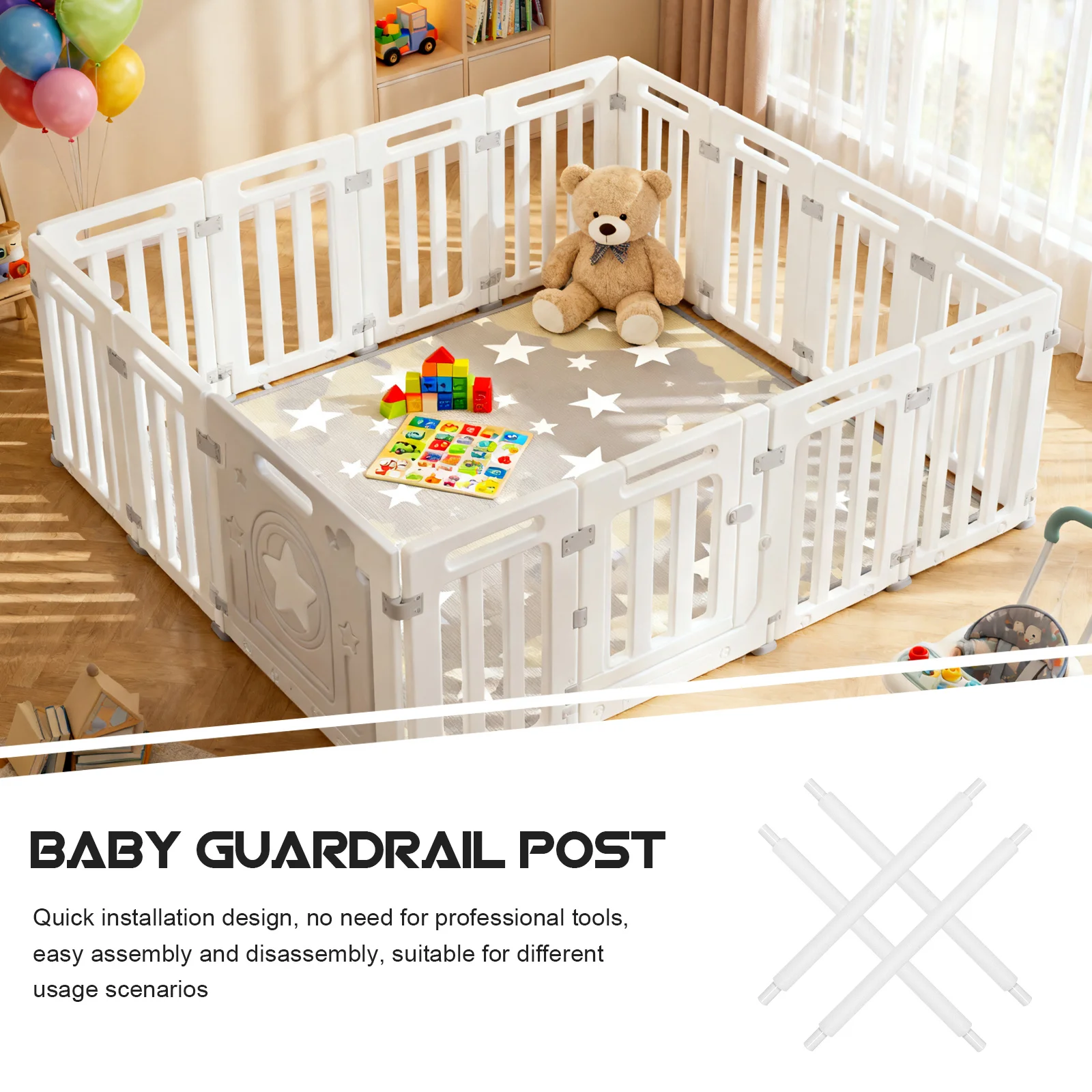 Tubi per recinzione di sicurezza per bambini da 4 pezzi Aste di ricambio in acciaio inossidabile da 22,79 pollici Accessori per la riparazione del bambino, Tubi per telaio del box, Metallo