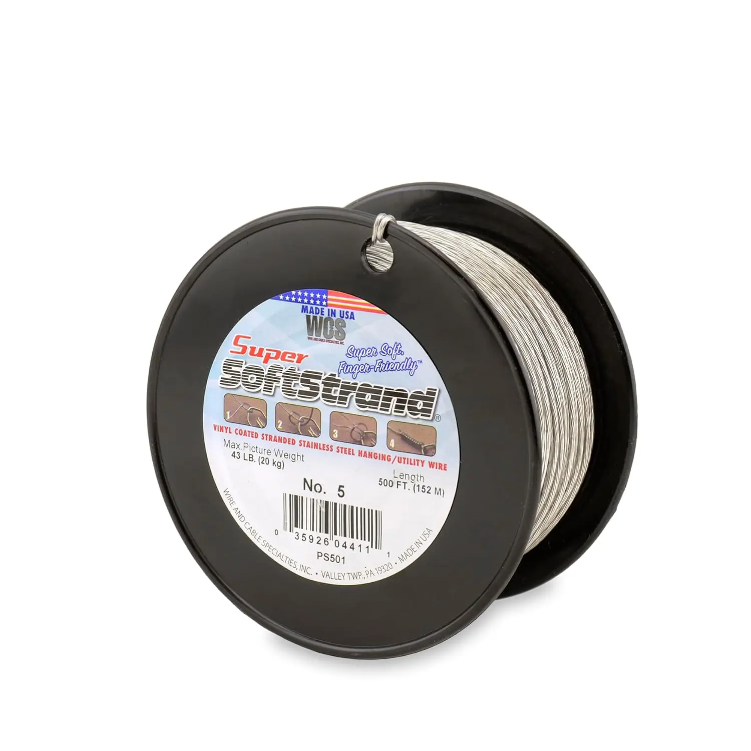 

SuperSoftstrand 500-Feet Picture Wire Vinyl Coated Stranded Stainless Steel