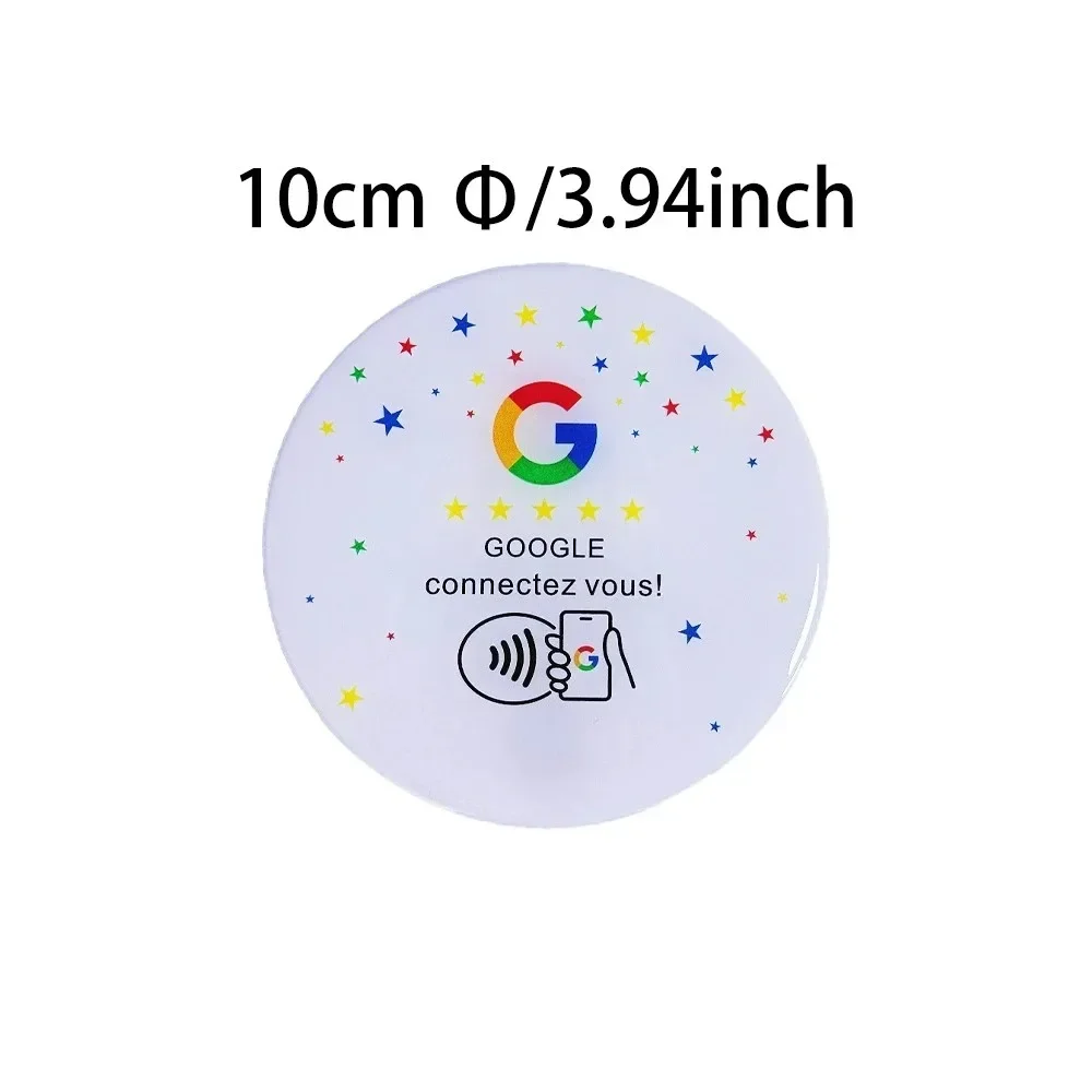 Programmable NFC Round Patch Card NTAG215 13 56MHz Adhesive Google Review Tag Sticker with Stand Holder for Business Rating