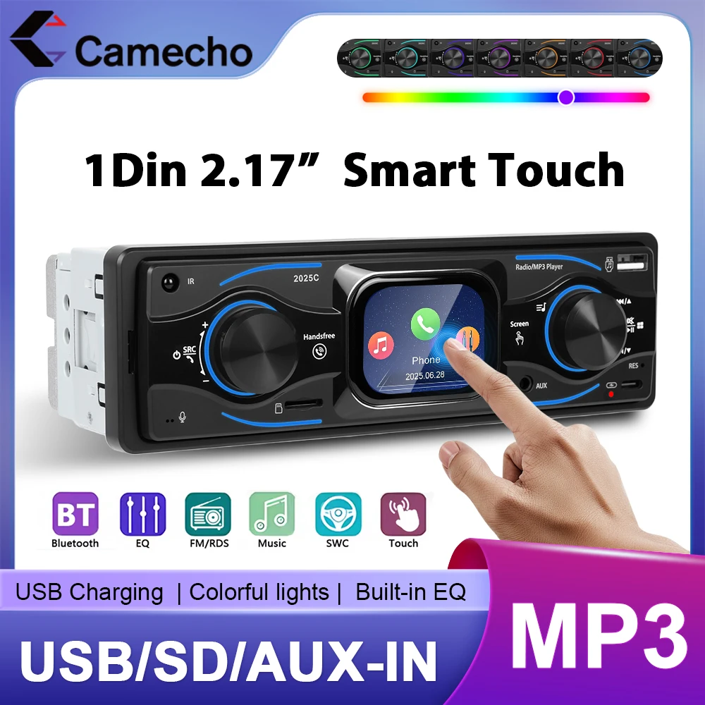 Inefala 1 Din راديو السيارة مشغل MP3 في شاشة تعمل باللمس Autoradio بلوتوث USB/SD/AUX-IN أضواء ملونة التحكم في عجلة القيادة #1