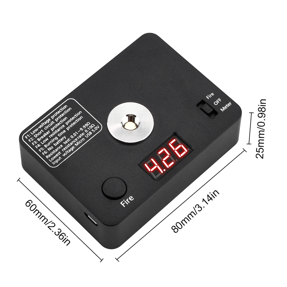 521 TAB Ohm Resistance Tester Mini Coil Burning Measure Building Platform V3 0.01-9.99Ω Resistance Tester