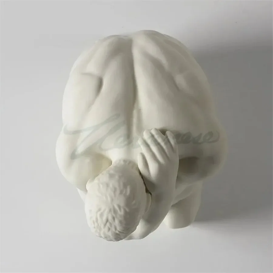 Creative Abstract Ceramics Naked Body Art Nude Male Squatting Desk Statue Interior Figurine Room Home Decoration Birthday Gift - view 4