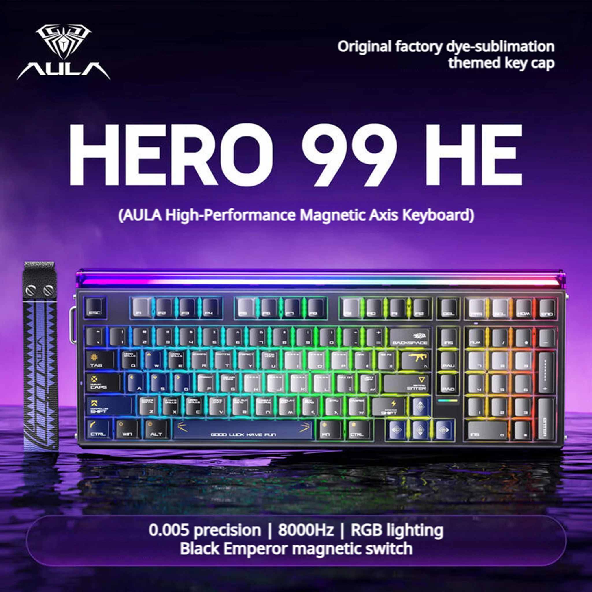 AULA HERO 99 HE Hot-Swappable Magnetic Switch Keyboard 98% Layout 8K Polling 0.05mm RT RGB Neon Lightbox Wired Gaming Keyboard