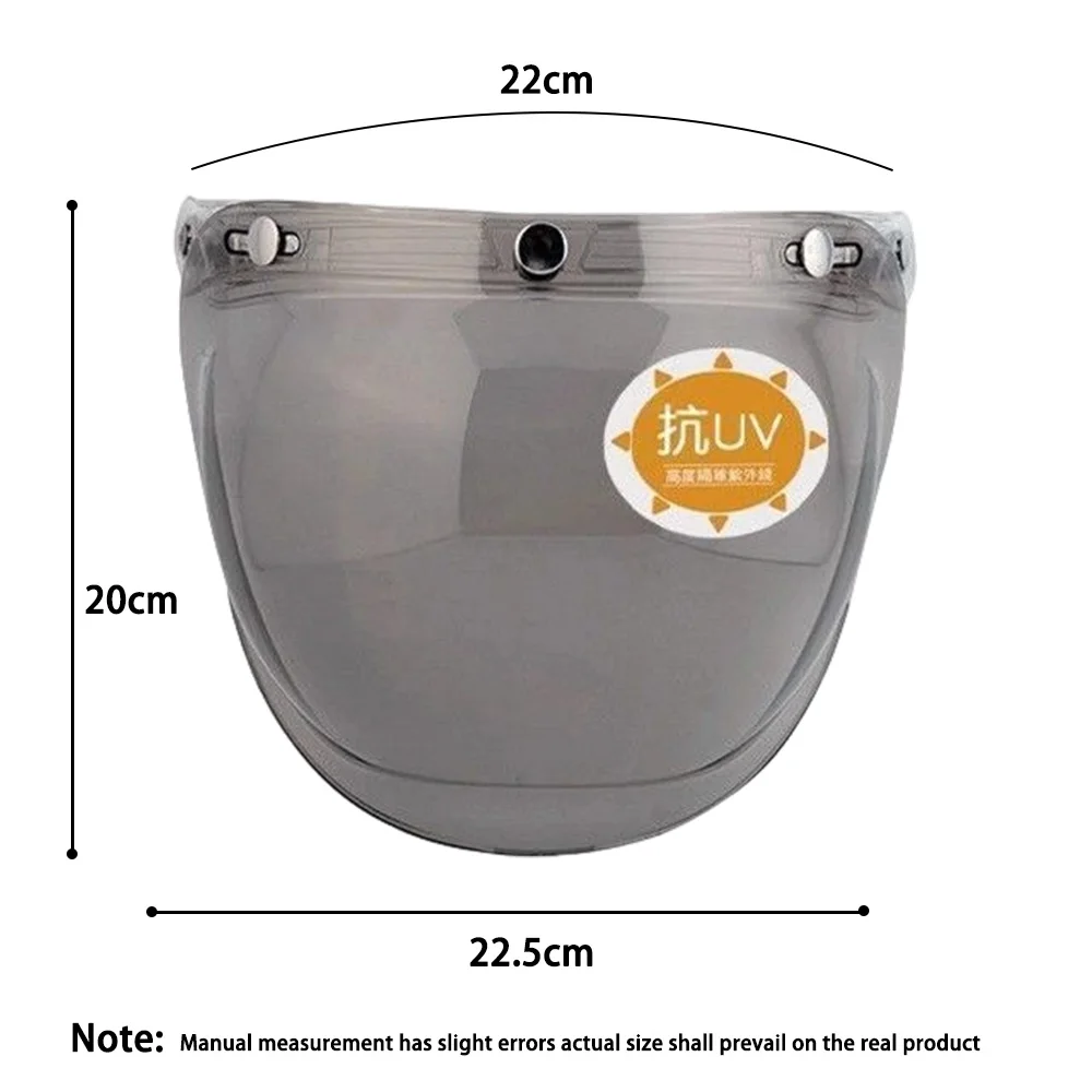 3-Snap Motorcycle Helmet Bubble Visor Vintage Jet Helmet Flip Up Lens UV Protection Windproof HD PC Bubble Shield For Casco Moto