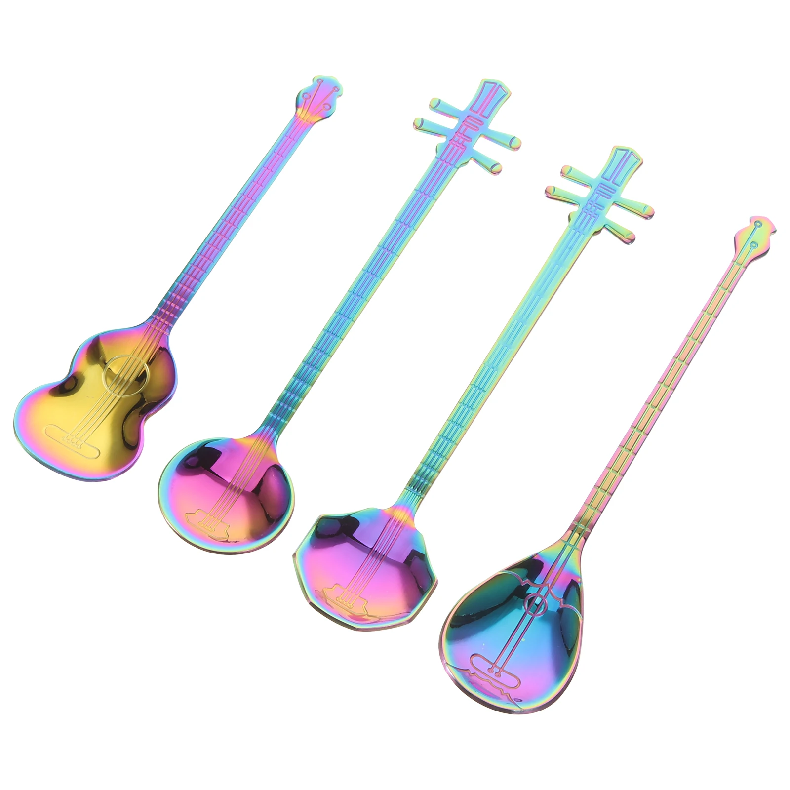 

4Pcs Musical Instruments Coffee Spoons Stainless Steel Creative Dessert Stirring Spoons Kitchen Bar Gift Tableware Set