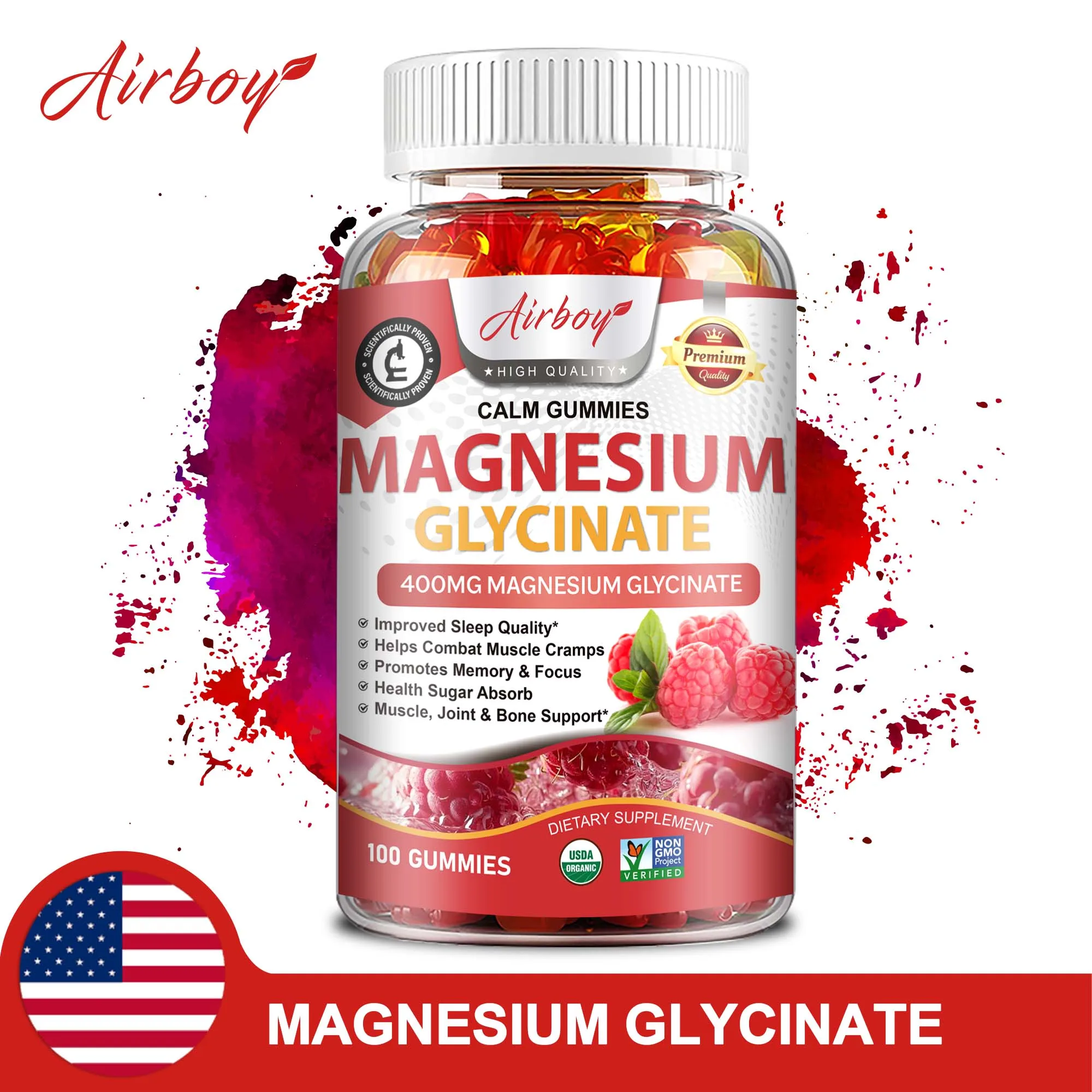 

Magnesium Glycinate Gummies - Relax Nerves, Reduces Stress and Anxiety, Improve Sleep Quality, Support Memory and Concentration