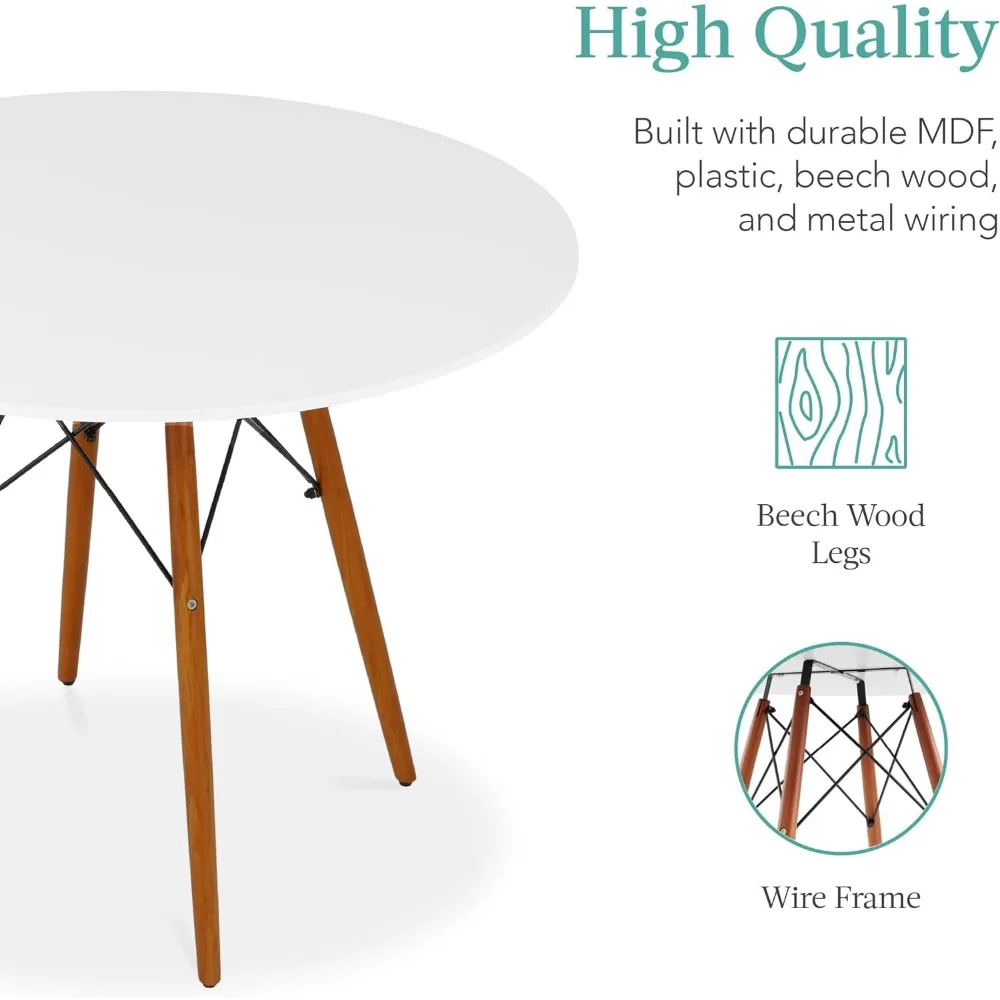 5-delige Eetset, Compacte Moderne Tafel-En Stoelset Uit Het Midden Van De Eeuw Voor Thuis, Appartement Met 4 Stoelen, Plastic Stoelen, Houten Poten