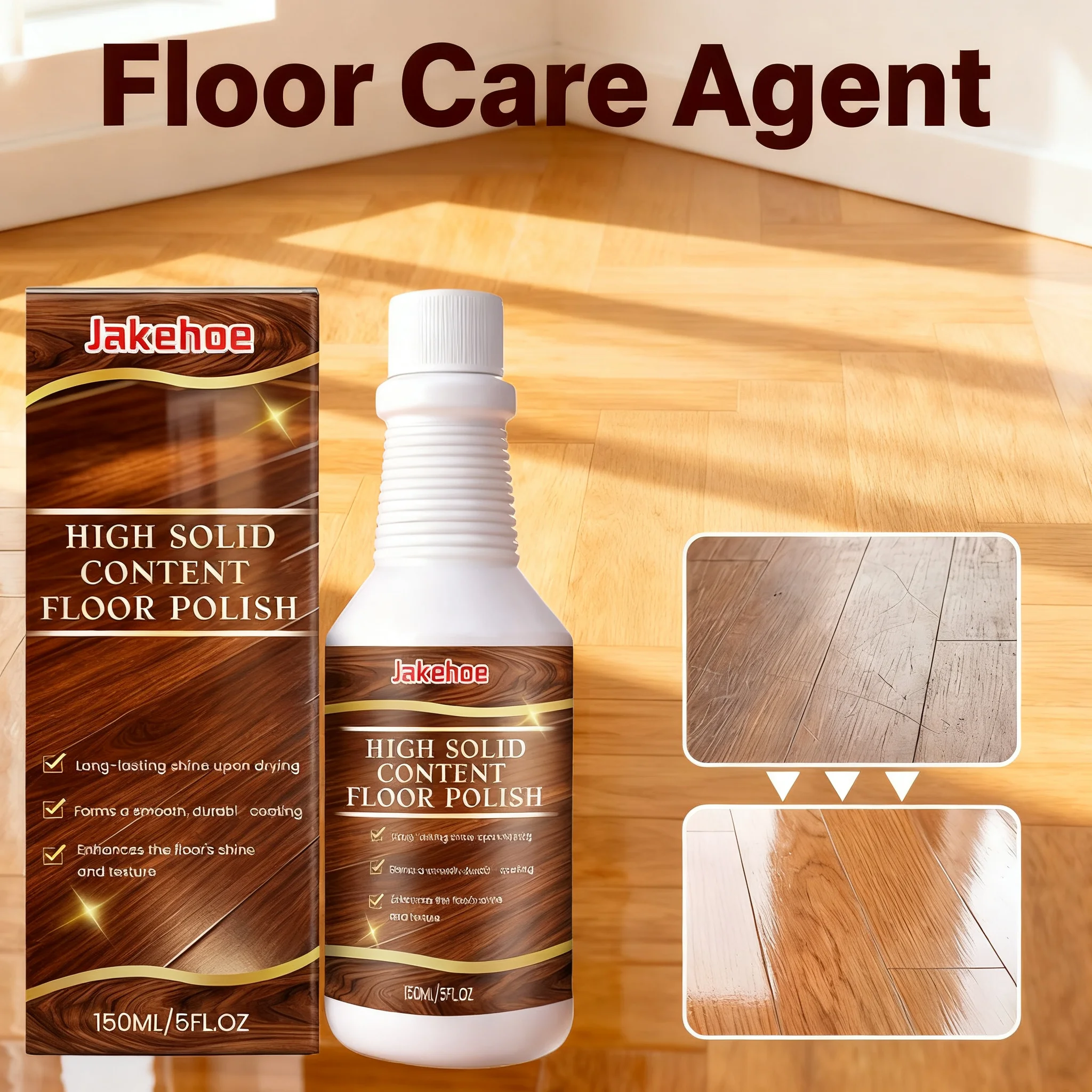 150ml Floor Care Agent, Wooden Floor Restorer Scratch Repair, Long-Lasting Gloss Protective Coating for Wood Floors