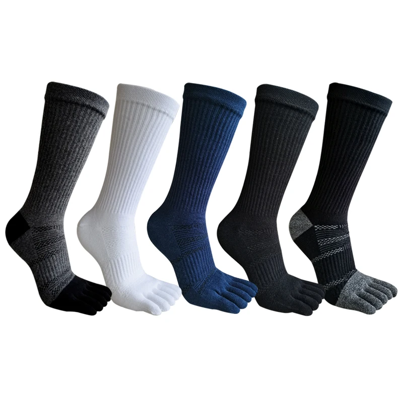 Five Finger Socks Men Compression High Tube Socks Marathon Basketball Football Sports Socks Outdoor Fitness Natural Hiking Cotto