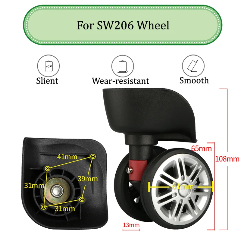 สําหรับ SW206 Universal Wheel เปลี่ยนกระเป๋าเดินทางด้วยอุปกรณ์เสริมทดแทนการดูดซับแรงกระแทกที่เงียบสงบทนต่อการสึกหรอ